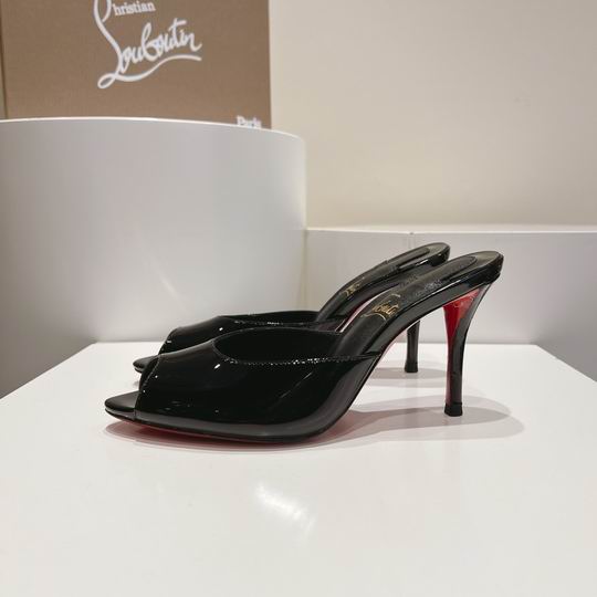 Black Open-Toe High Heel Mules
