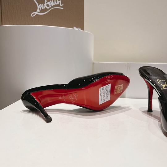 Black Open-Toe High Heel Mules