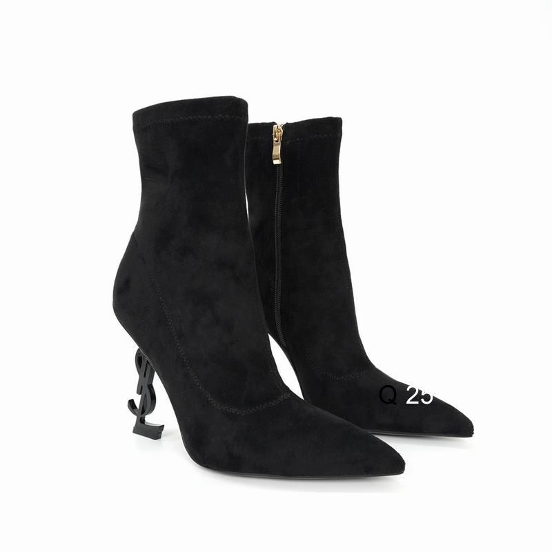 Pointed-Toe Ankle Boots with Sculpted Heel