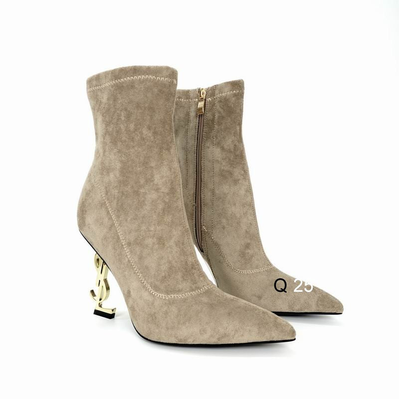 Pointed-Toe Ankle Boots with Sculpted Heel
