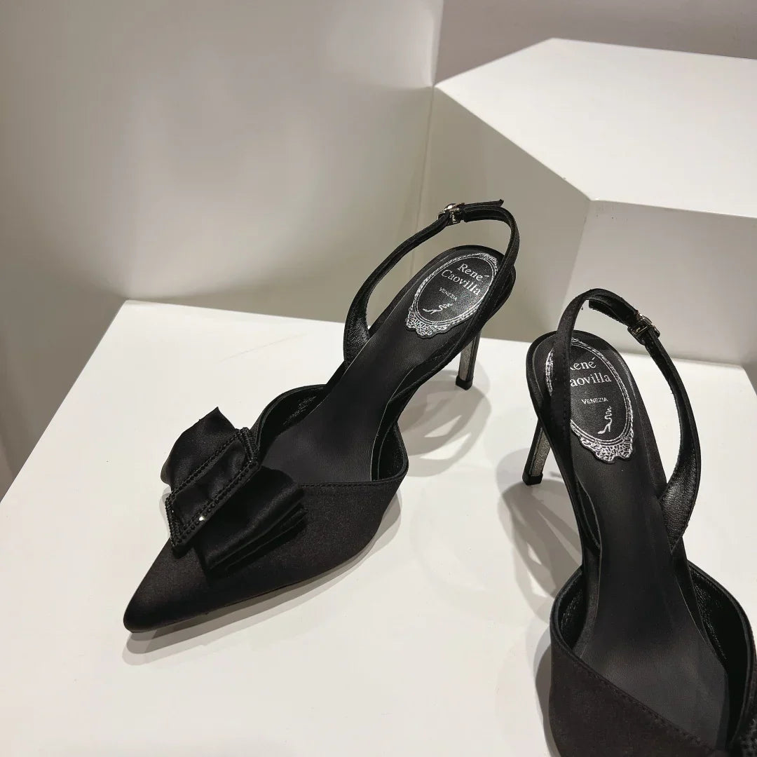 Silk Bow Crystal Heels