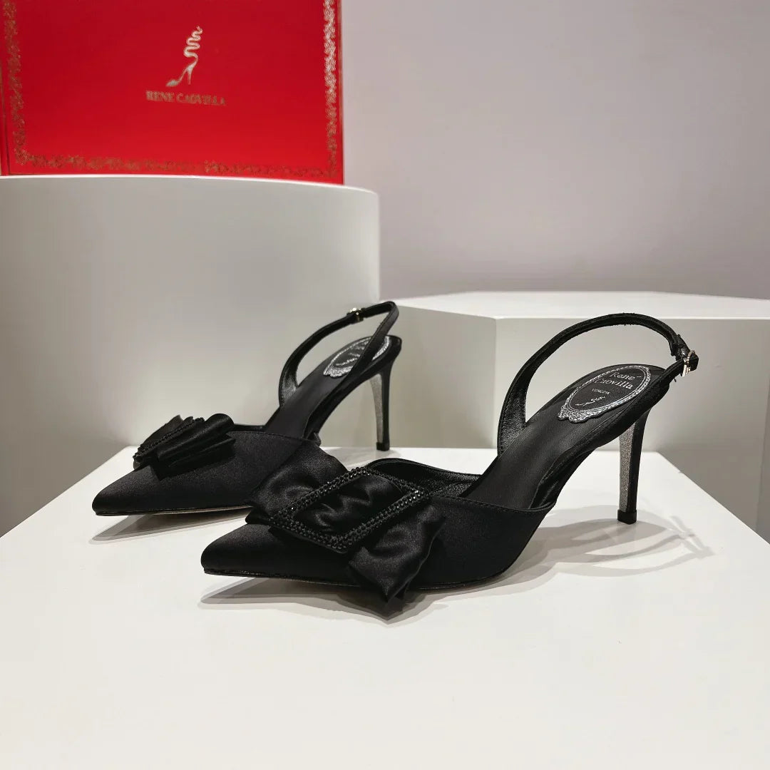 Silk Bow Crystal Heels