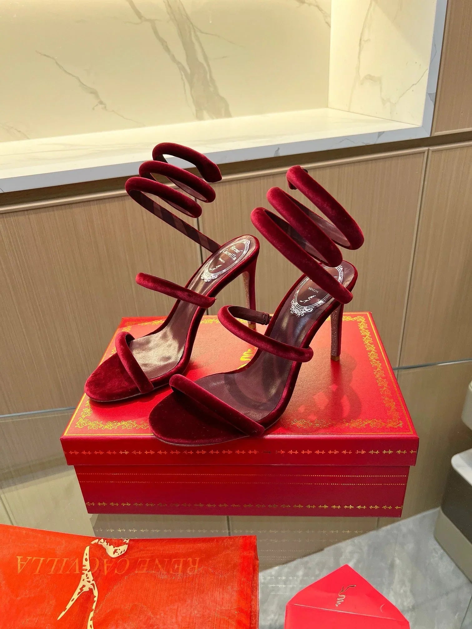 Velvet Snake Crystal Sandals