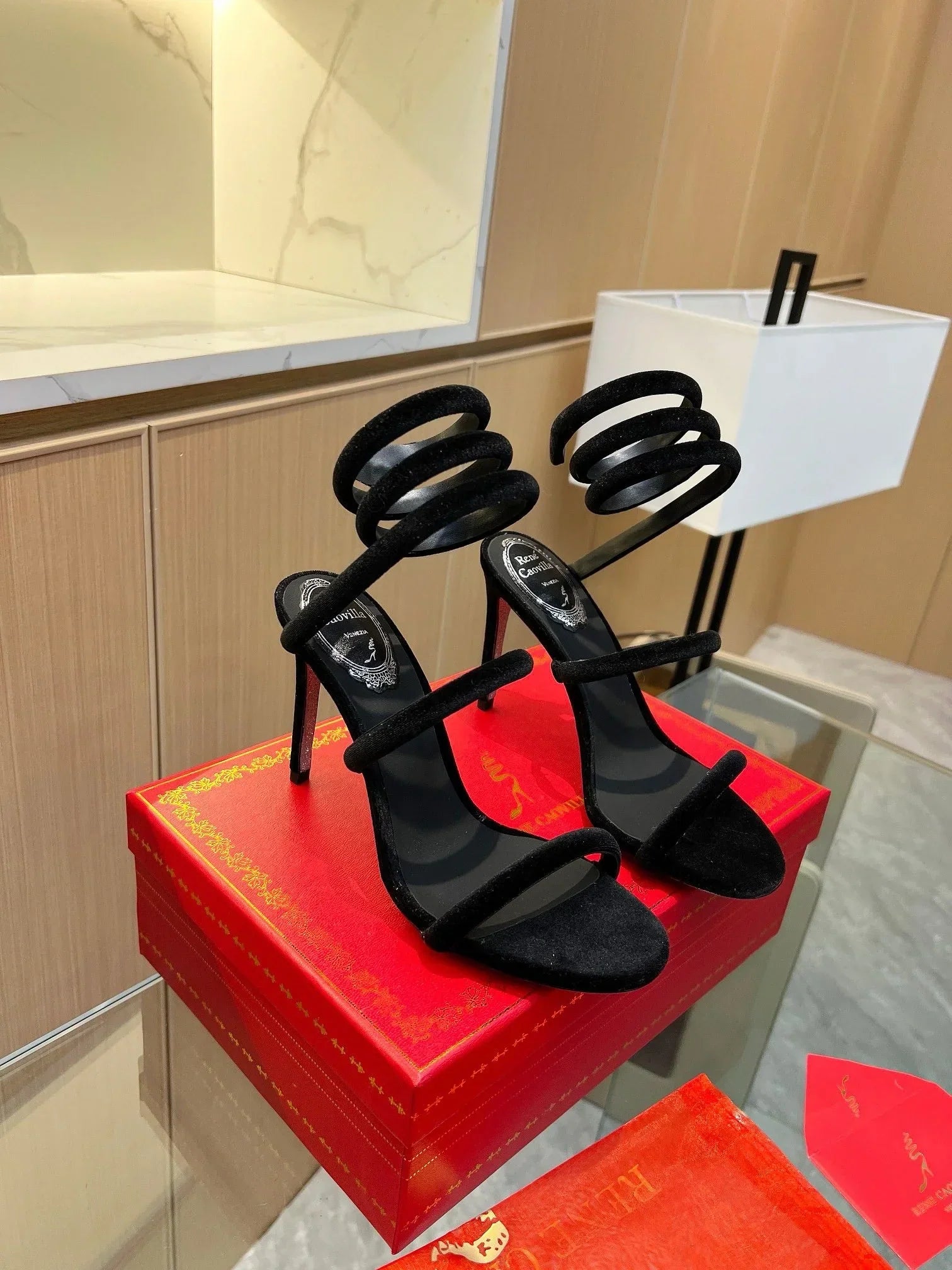 Velvet Snake Crystal Sandals