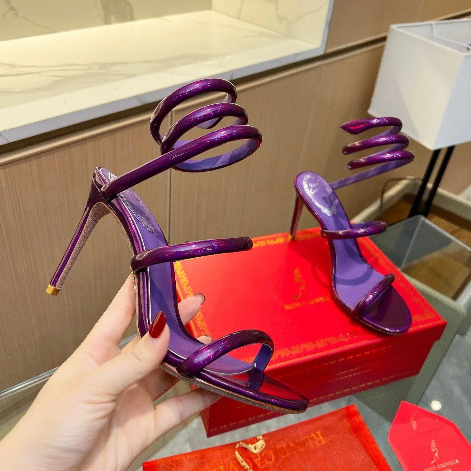 Velvet Snake Crystal Sandals